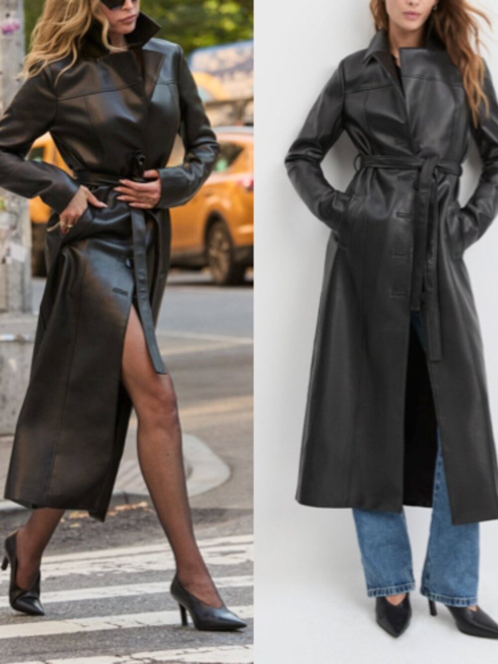 NWT Favorite Daughter  VEGAN LEATHER BELTED COAT Black